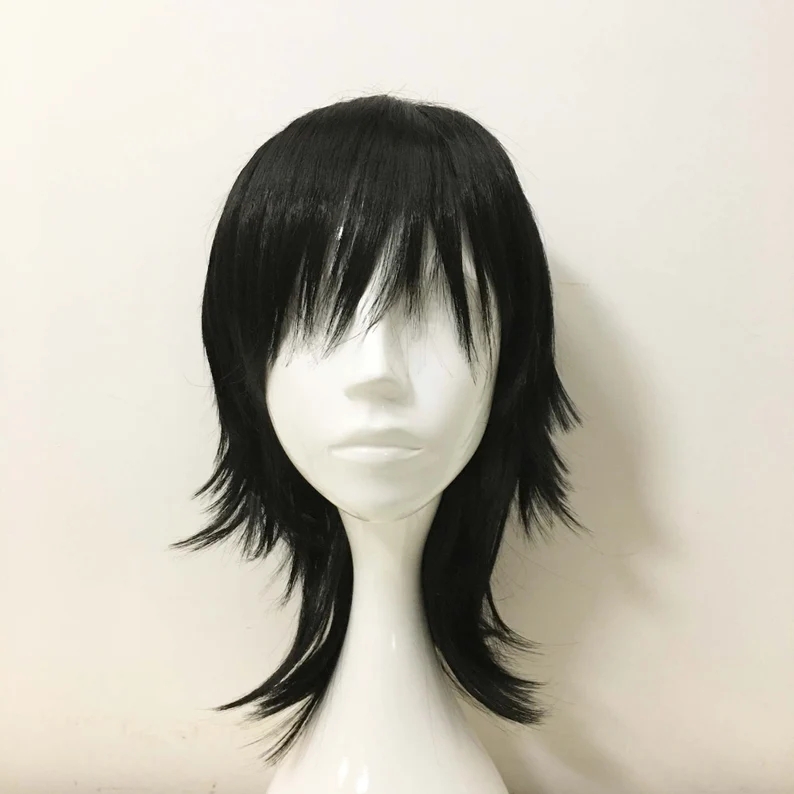Sword Art Online Cape - Emo peruk Unisex siyah Mullet tarzı