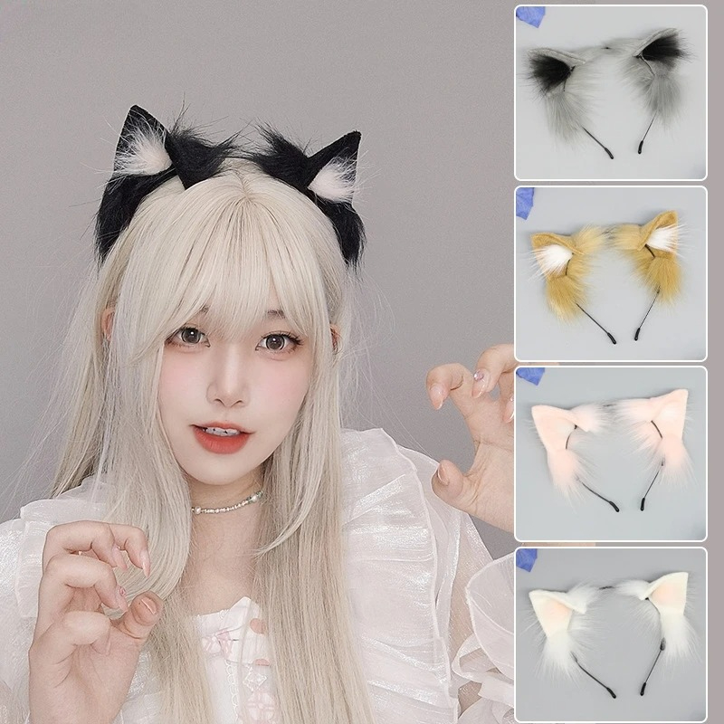 Anime Cosplay Girl With Black Hair - 1 adet kedi kulakları cadılar bayramı