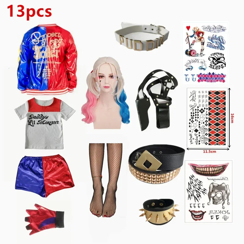 Anime Harley Quinn Cosplay - ABC123Halloween Çocuklar Yetişkin Cosplay Kostüm Quinn