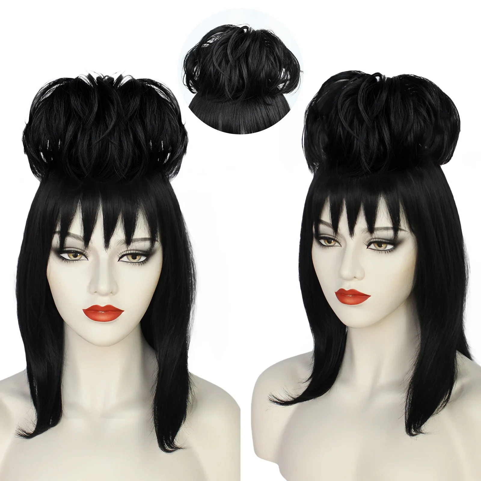Anime Cosplay Girl With Black Hair - Lydia Deetz Cosplay Peruk Gelin Kıyafeti