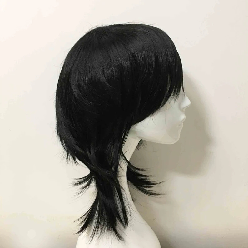 Emo peruk Unisex siyah Mullet  - Sword Art Online Cape incelemesi ve fiyatı