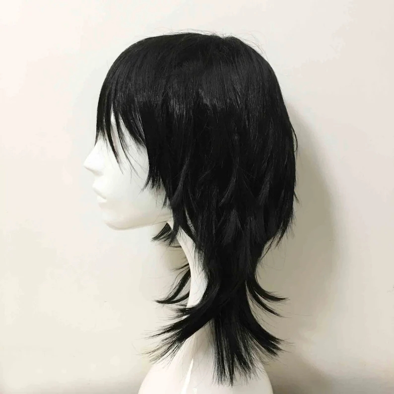 Emo peruk Unisex siyah Mullet  - Sword Art Online Cape incelemesi ve fiyatı