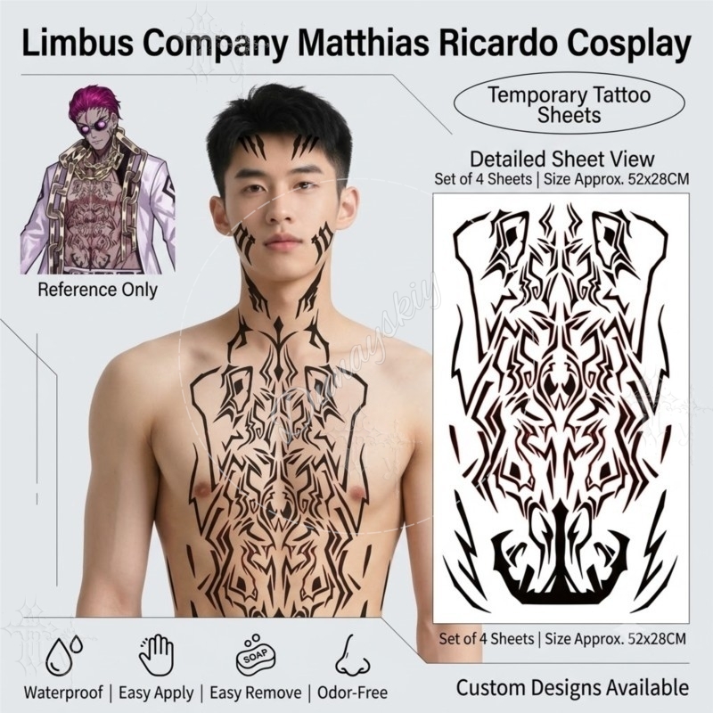 Matthias Ricardo Siyah Tribal  - Anime Cosplay Face incelemesi ve fiyatı